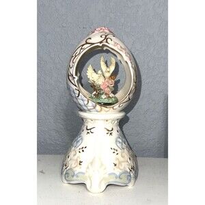 Vintage Decorative Porcelain Egg Music Box w/ Rotating Doves Plays "Fur Elise"